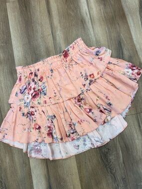 LoveShackFancy 100% Silk Duchess Ruffle Mini Skirt